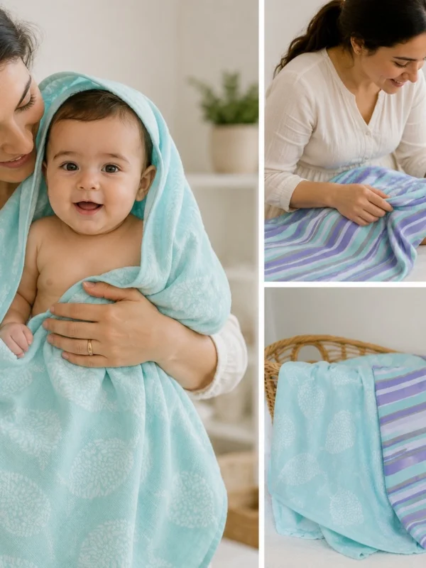 Cotton Hooded Baby Towel - Mint