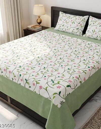 100% Cotton Bed Cover | Double Bed Bedsheet with Pillow Covers | Soft & Breathable Bedspread | Printed Bed Cover | Home Decor