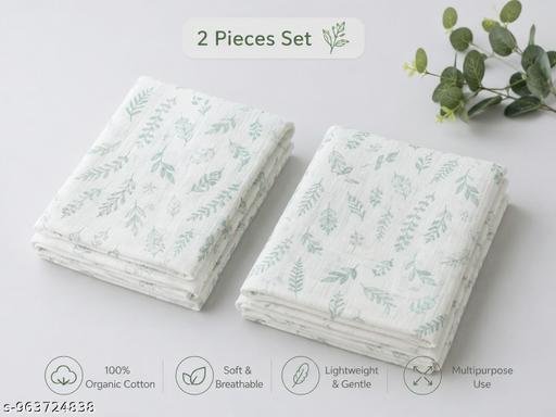 Riyaawearz Organic Cotton Muslin Swaddle Blanket 120x120 cm | Ultra Soft | Breathable | Lightweight | Multipurpose Baby Wrap | Newborn Essentials