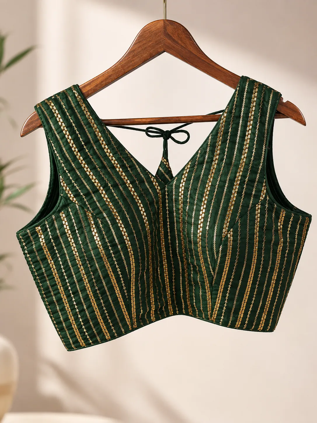 Emerald Aura Embellished Readymade Blouse