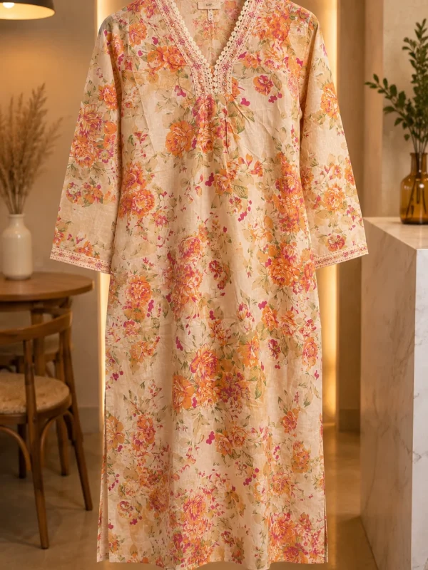Floral Printed Kurta Pant Set - View-2